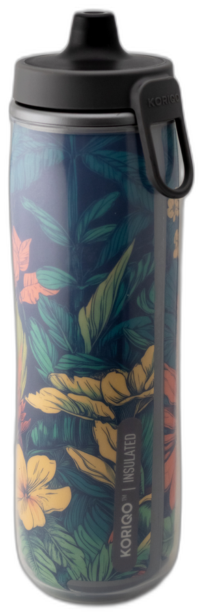 KORIQO Night Bloom bottle — floral print wrapped 360°, 28 oz