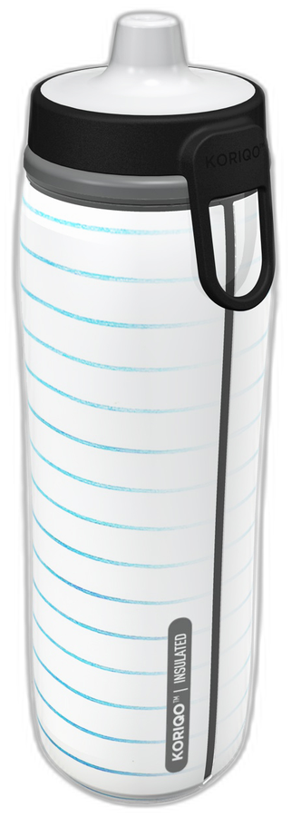 KORIQO Read Between bottle — fine-line print wrapped 360°, 28 oz