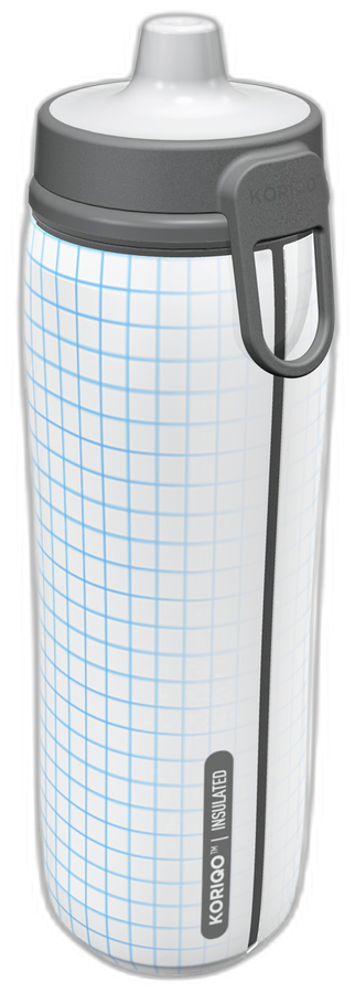 KORIQO Blueprint bottle — grid print wrapped 360°, 28 oz