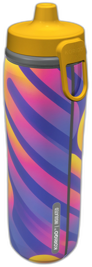 KORIQO Heat Wave bottle — neon swirl print wrapped 360°, 28 oz