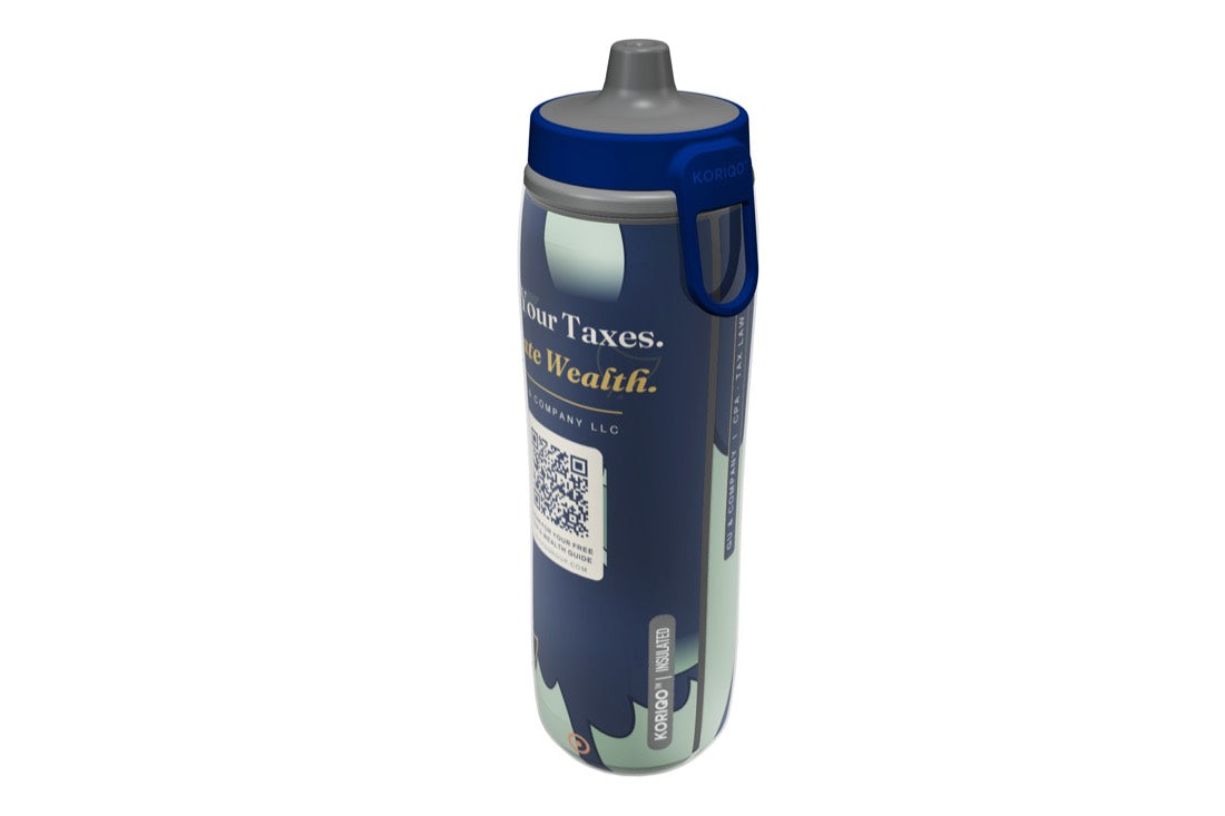 Sample logo wrap printed 360° on a KORIQO bottle